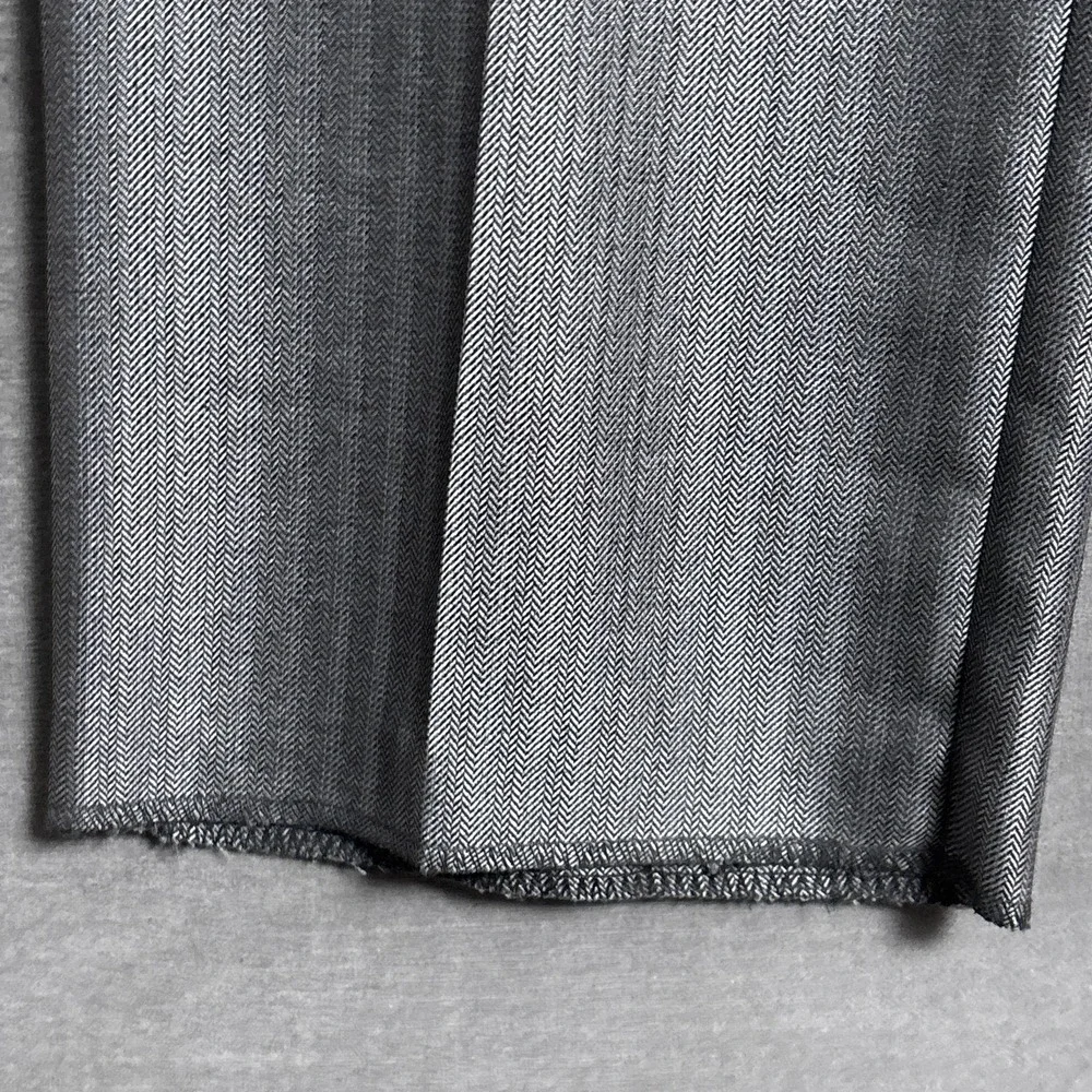 Tessori Suit 44L 43x36 Silver Herringbone 3 Piece Handmade Custom Italy Tall